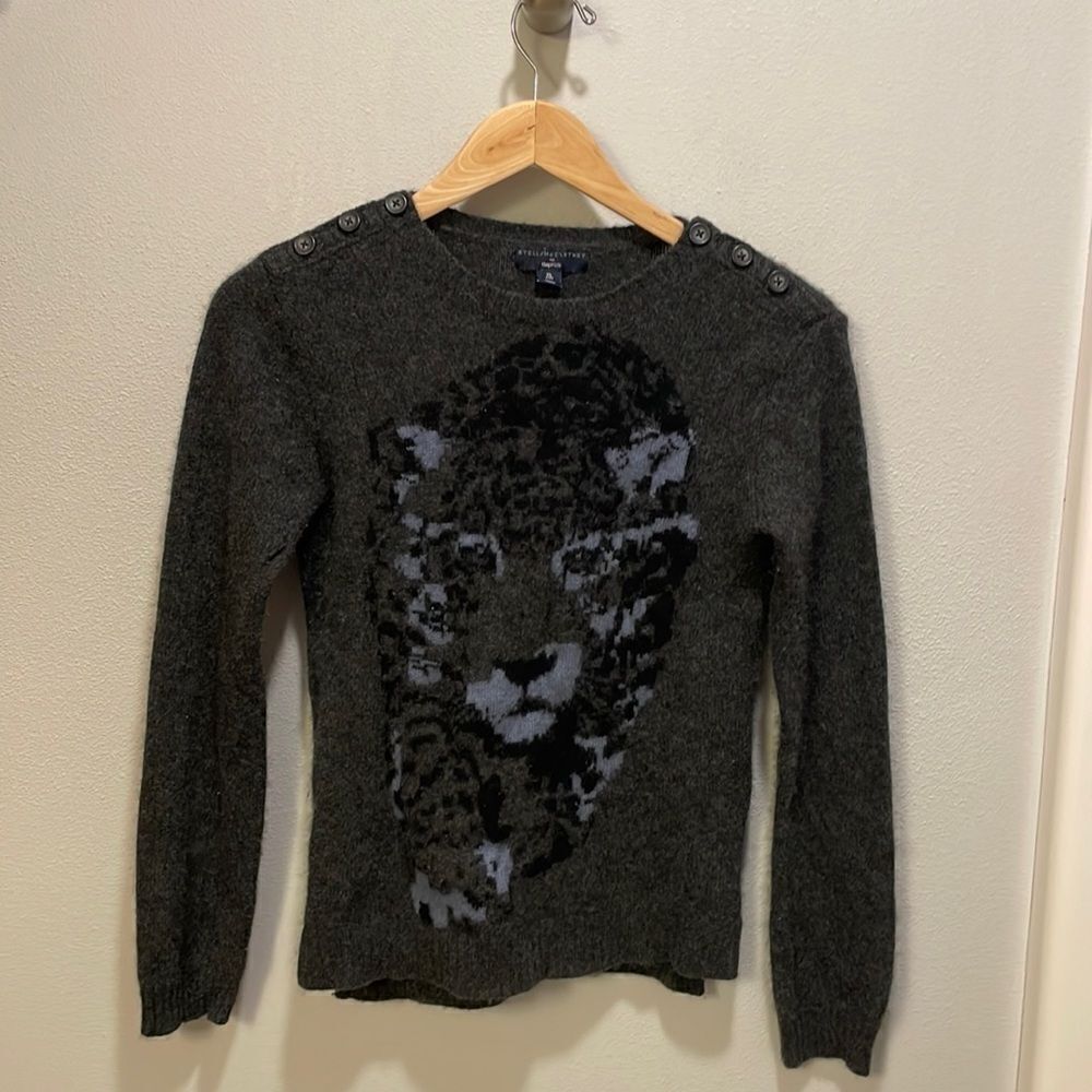 GAP/STELLA McCartney collab kids leopard wool and cashmere sweater size 12